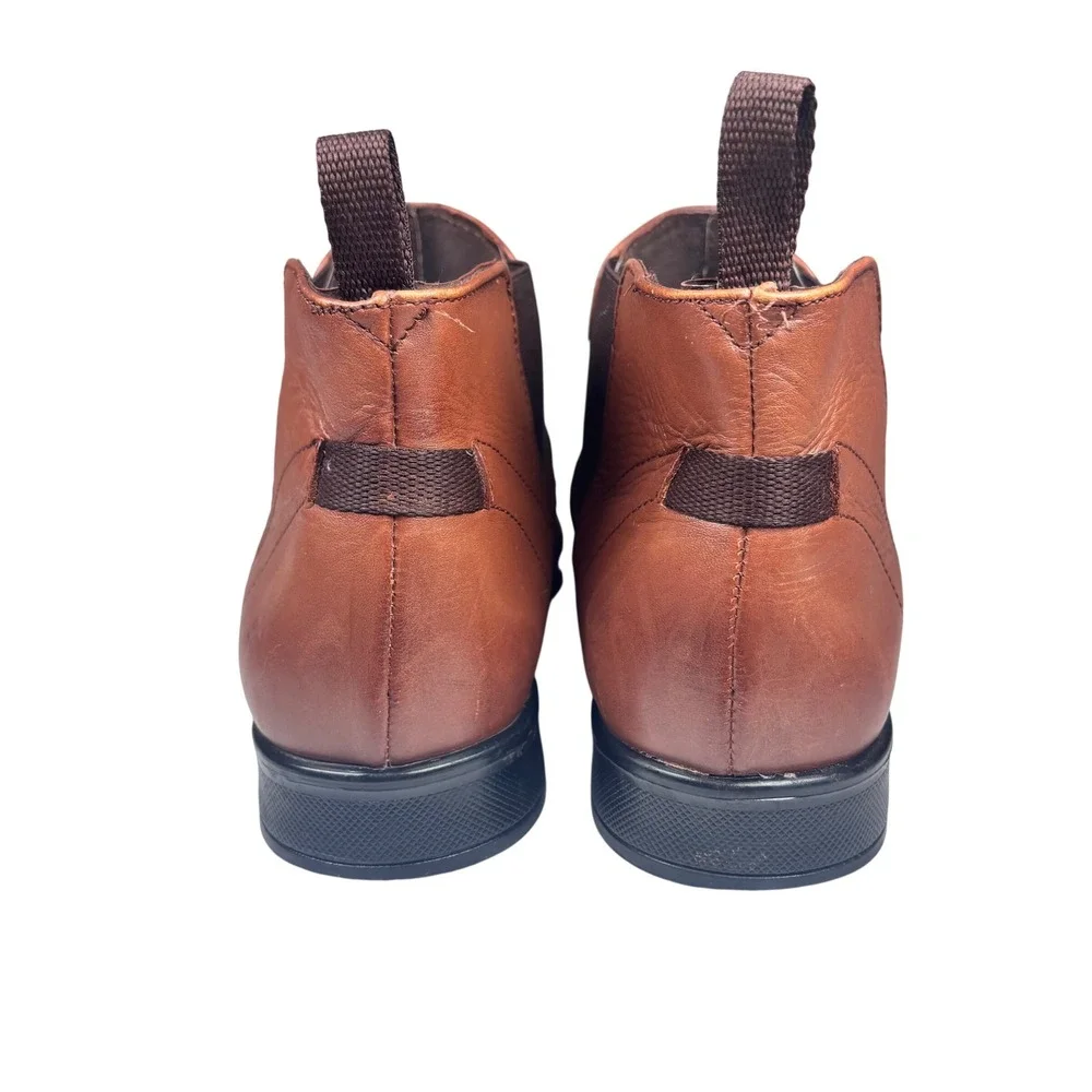 Leather Chelsea Boots Ankle Brown Square Toe Grunge Punk Streetwear Galileo 9.5